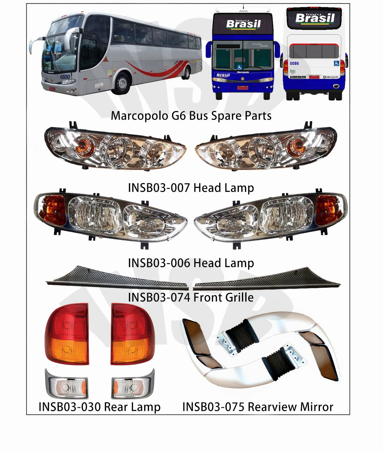 Rear High Position Brake Lamp with 12LED for Marcopolo G7 Bus INSB03-059