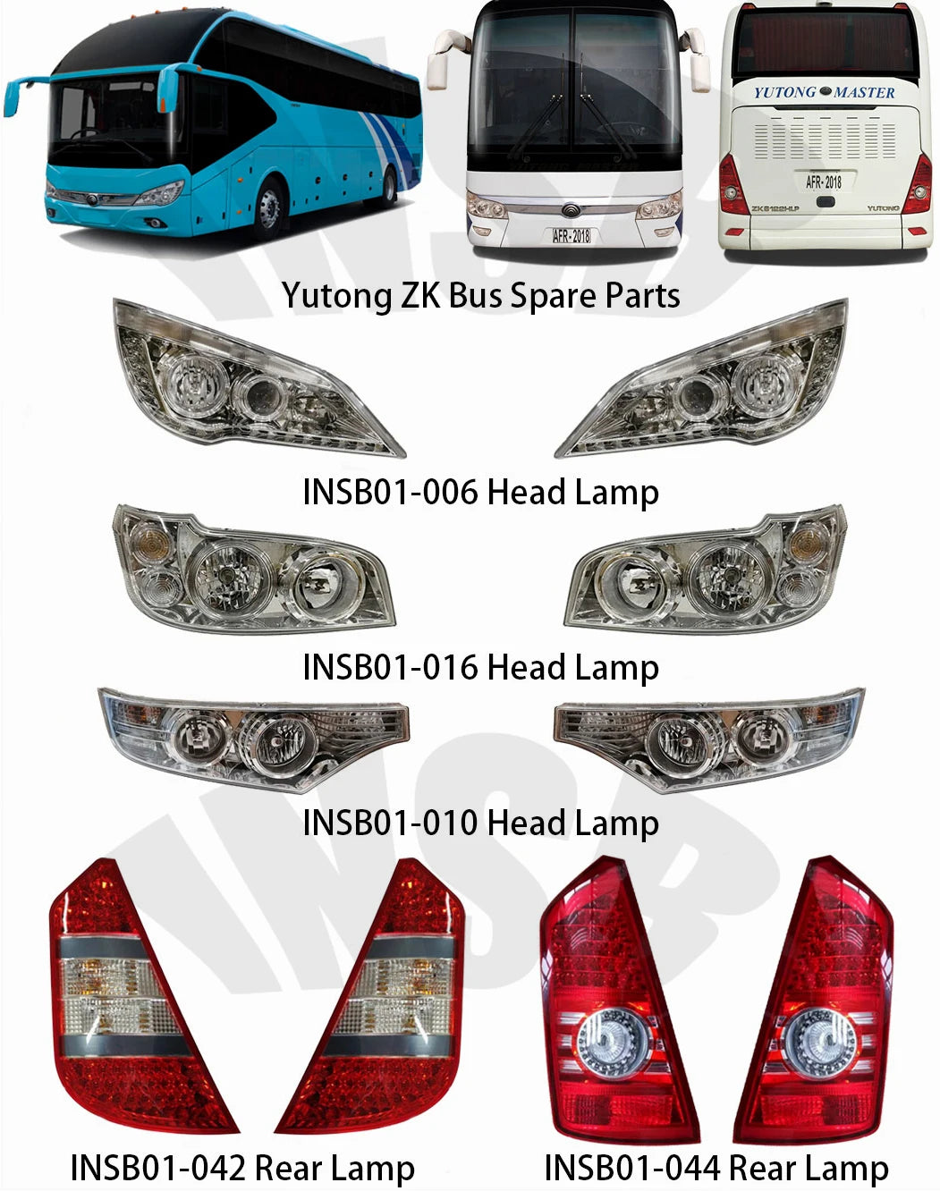 Bus Head Lamp E8 E10 ZK6108 ZK6890 Bus Front Head Light Yvtong Coach Bus Parts INSB01-025