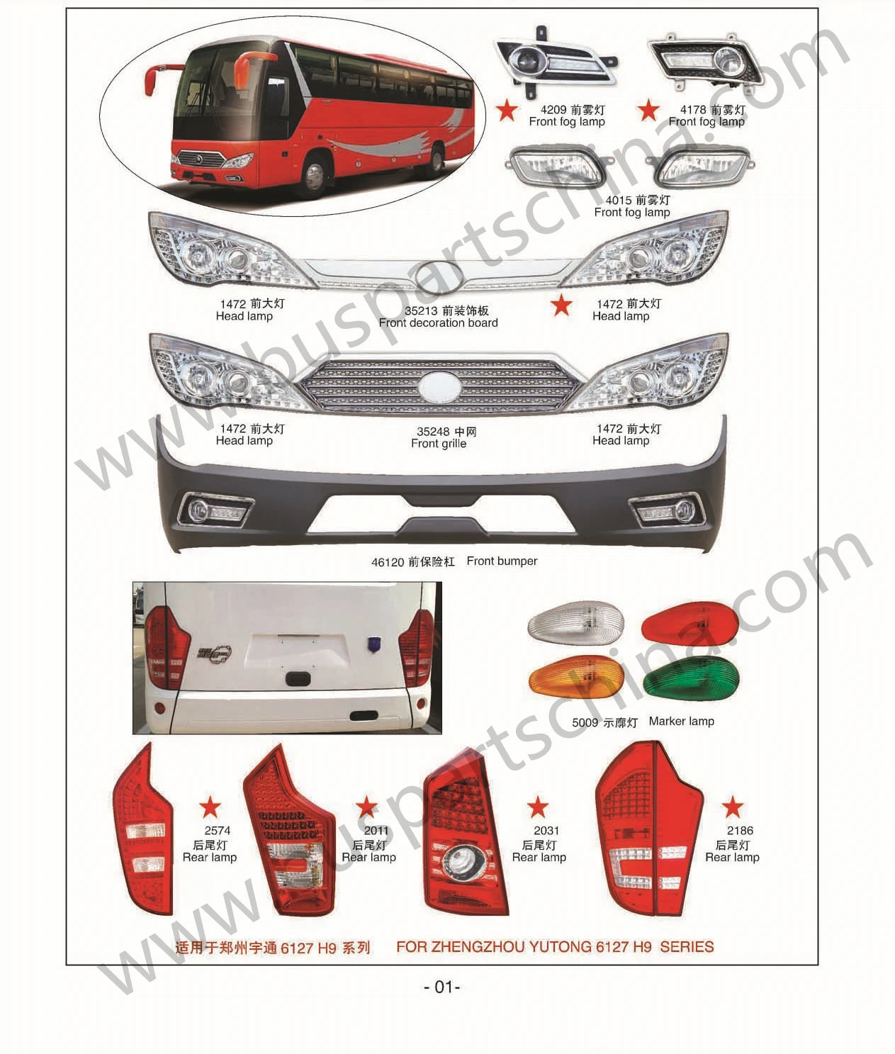 ZK Bus Parts Round Rear Lamp Bus Tail Light