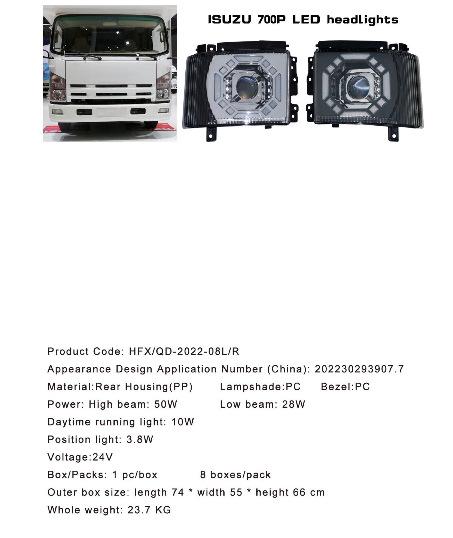ISUZU 700P LED headlights