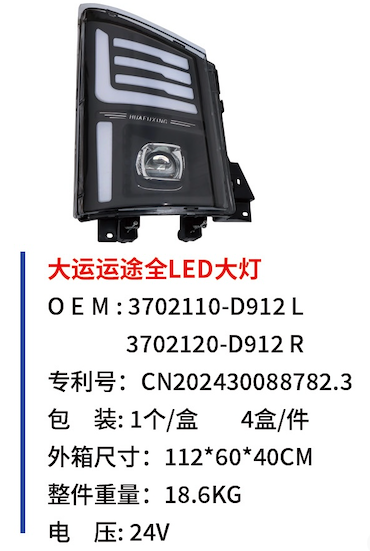 Full LED headlights for large-capacity transportation