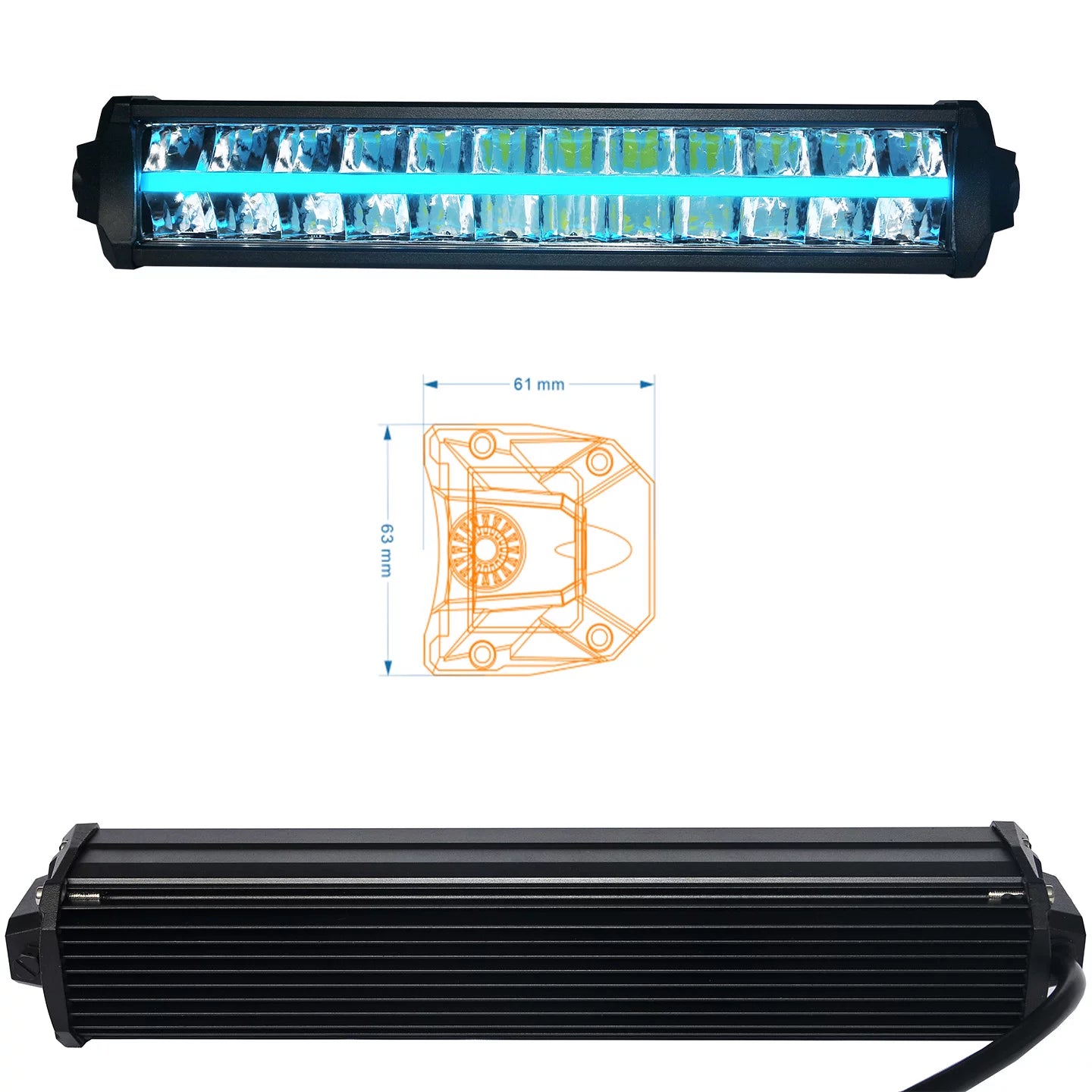 Car LED highlight double row front bar middle net strip spotlight truck off-road vehicle roof light RGB Symphony daytime running light