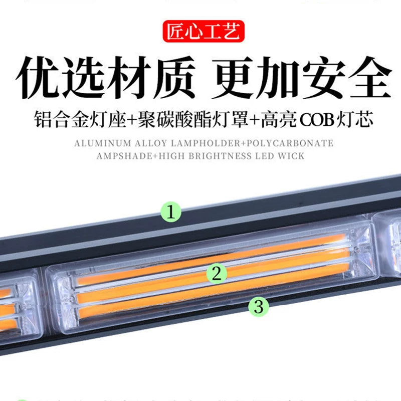 Truck warning light, roof strong magnetic COB long strip flashing light, strong light engineering vehicle wrecker flashing light, horn light
