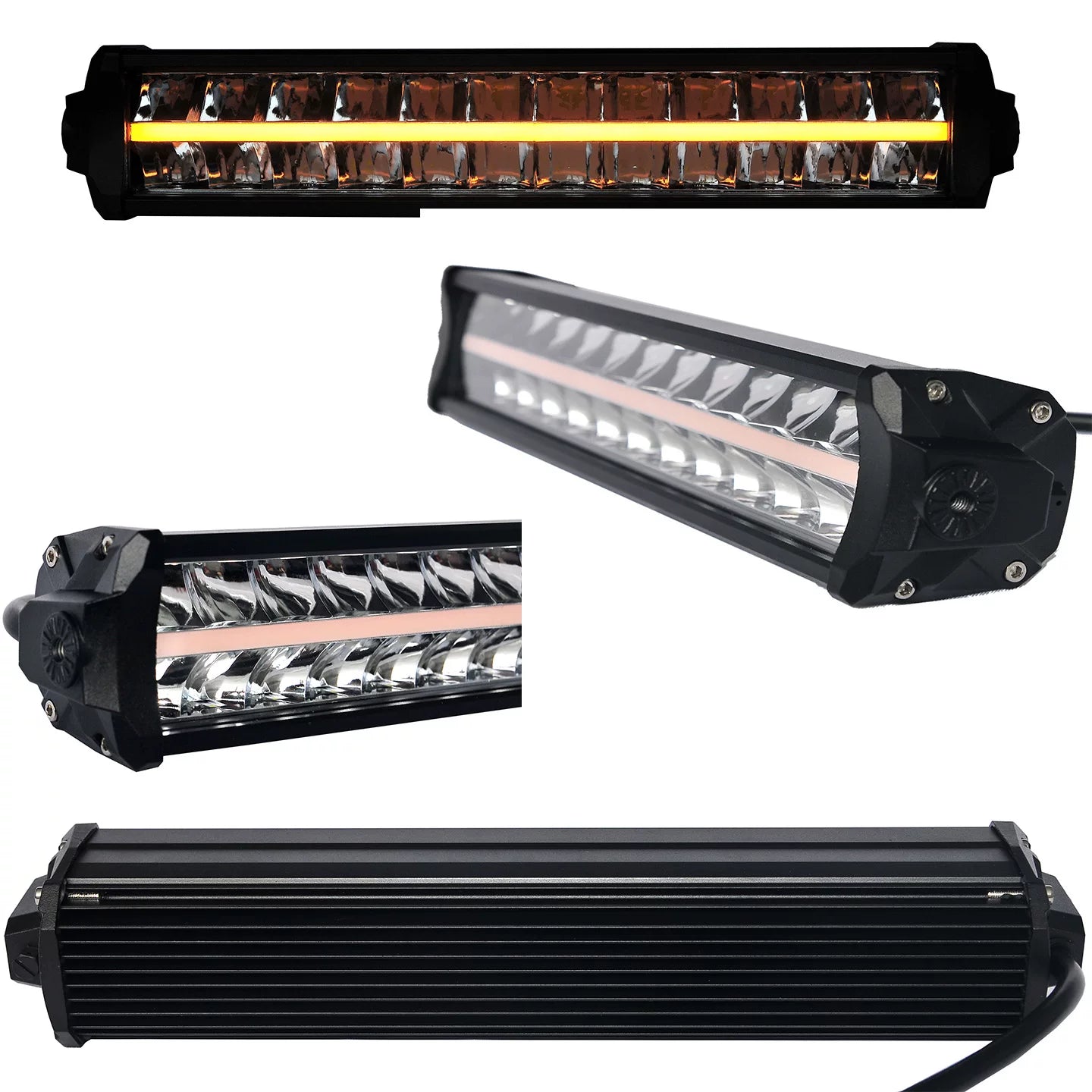 Car LED highlight double row front bar middle net strip spotlight truck off-road vehicle roof light RGB Symphony daytime running light