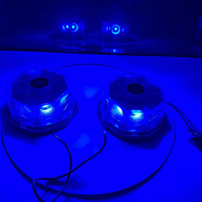 High-brightness COB flashing mushroom light, truck strong magnetic ceiling warning light, one drag and two open, round flashing warning light