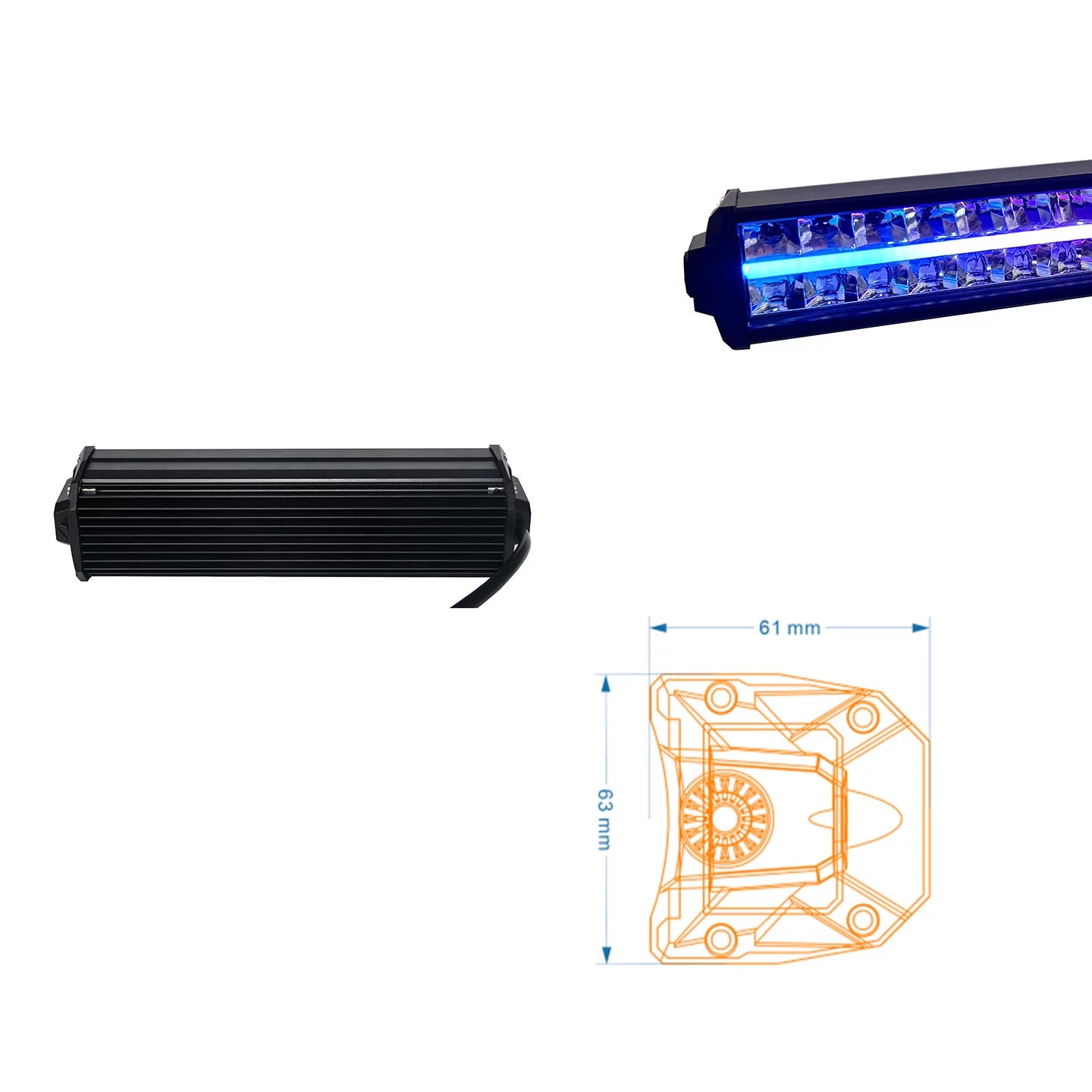 Car LED highlight double row front bar middle net strip spotlight truck off-road vehicle roof light RGB Symphony daytime running light