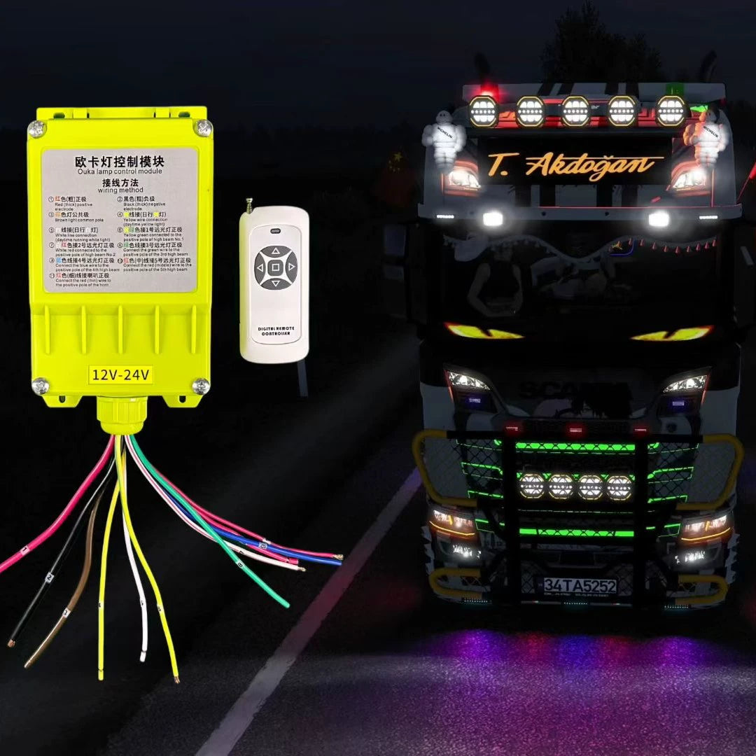 2025 The latest European truck modified roof high-power cool 12V/24V universal wireless controller