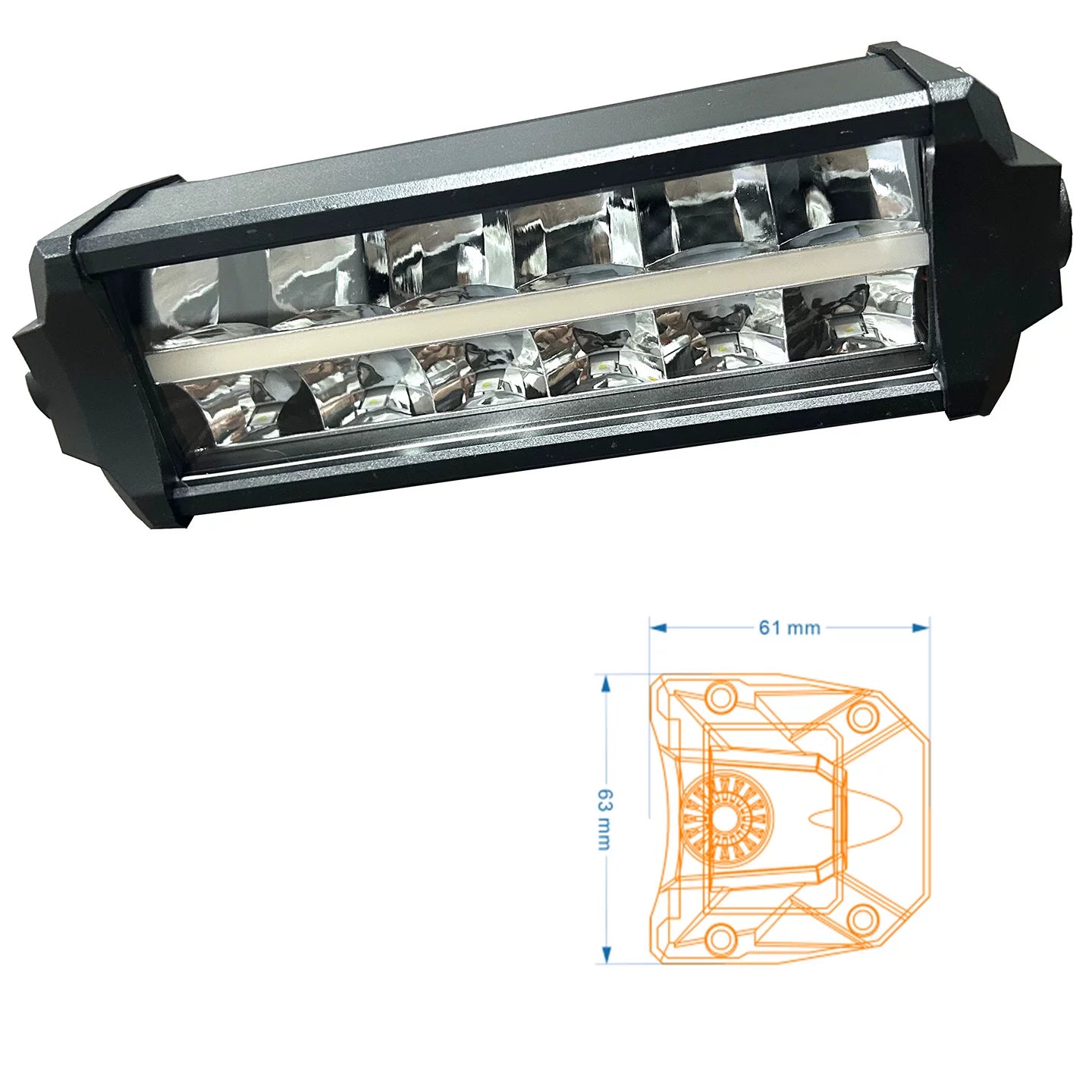 Car LED highlight double row front bar middle net strip spotlight truck off-road vehicle roof light RGB Symphony daytime running light