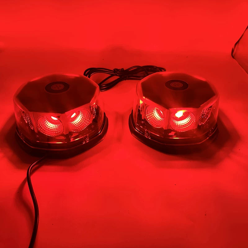 High-brightness COB flashing mushroom light, truck strong magnetic ceiling warning light, one drag and two open, round flashing warning light