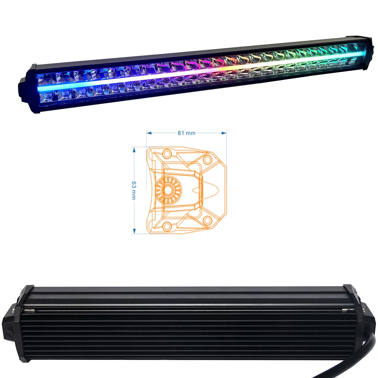 Car LED highlight double row front bar middle net strip spotlight truck off-road vehicle roof light RGB Symphony daytime running light