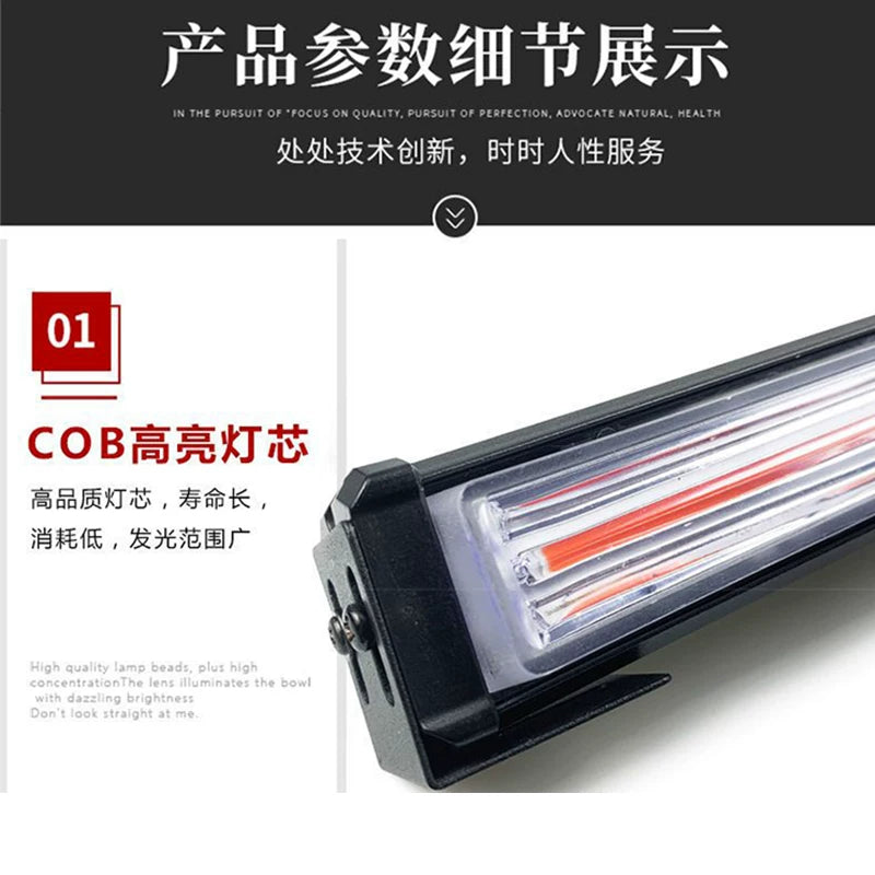 Truck warning light, roof strong magnetic COB long strip flashing light, strong light engineering vehicle wrecker flashing light, horn light