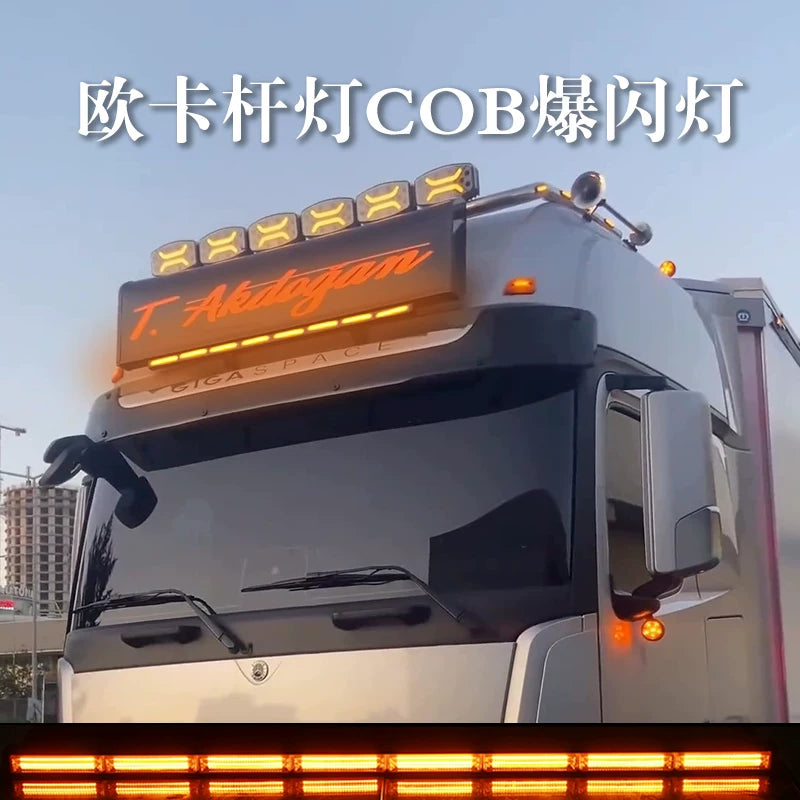 Truck warning light, roof strong magnetic COB long strip flashing light, strong light engineering vehicle wrecker flashing light, horn light