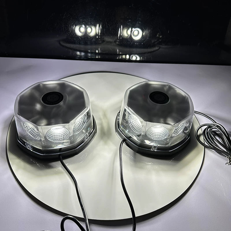 High-brightness COB flashing mushroom light, truck strong magnetic ceiling warning light, one drag and two open, round flashing warning light